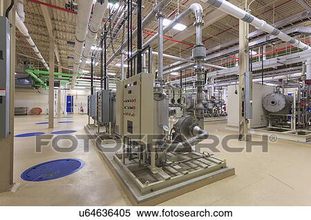 Stock Photography - Water treatment plant control panel room.. Fotosearch