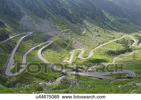Winding Transfagarasan mountain road, Romania. View Large Photo Image Stock Photo - Winding Transfagarasan mountain road, Romania.. Fotosearch