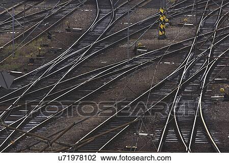 Aerial view of intersecting rails. View Large Photo Image Stock Image - Aerial view of intersecting rails.. Fotosearch