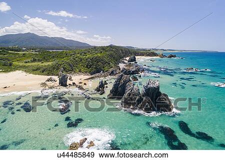 Australia, New South Wales, Bermagui, Landscape with forest and beach View Large Photo Image Stock Photo - Australia, New South Wales, Bermagui, Landscape with forest and beach. Fotosearch