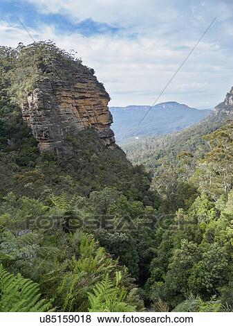 Stock Photo - Australia, New South Wales, Wentworth Falls, Horizon over mountains on sunny day. Fotosearch