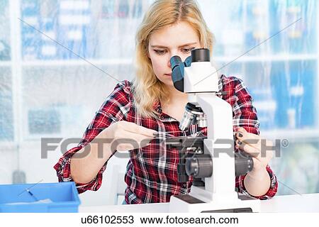 Biology lesson. Student using a light microscope. View Large Photo Image Stock Image - Biology lesson. Student using a light microscope.. Fotosearch