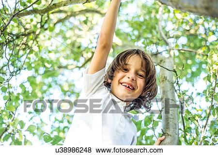 Boy climbing a tree View Large Photo Image Stock Photo - Boy climbing a tree. Fotosearch