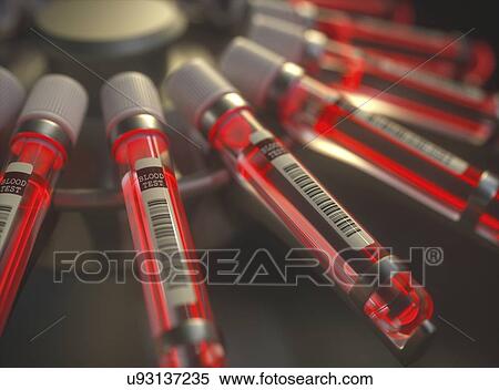 Stock Photography - Centrifuge machine with vials of red liquid, illustration.. Fotosearch