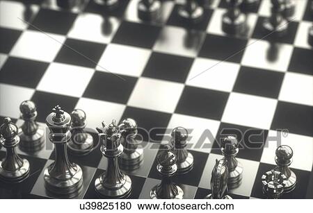 Chess pieces on board, high angle. View Large Photo Image Stock Image - Chess pieces on board, high angle.. Fotosearch