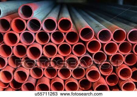 Stock Image - Close up detail of scaffolding pipes. Fotosearch