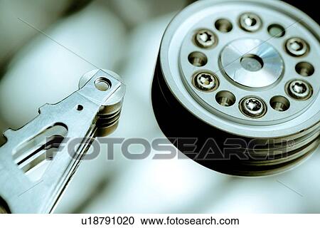Stock Image - Close up of computer hard disk.. Fotosearch