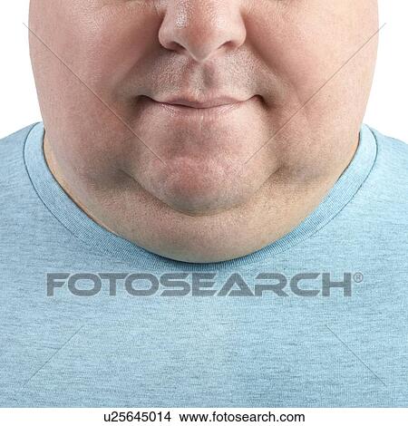 Close up of overweight man's chin and neck, cropped. View Large Photo Image Picture - Close up of overweight man's chin and neck, cropped.. Fotosearch