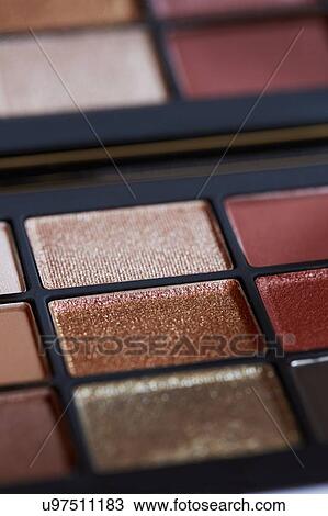 Close up of palette of brown eyeshadows View Large Photo Image Stock Image - Close up of palette of brown eyeshadows. Fotosearch