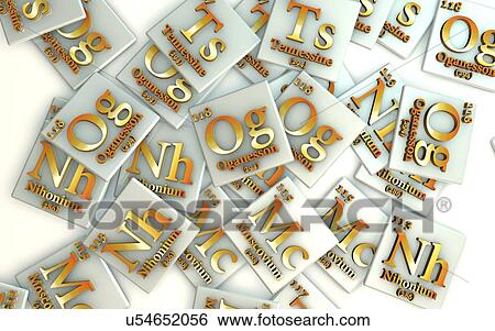 Computer illustration of the most recently added elements to the periodic table (as of early 2018). They are: 113 Niobium (NH), 115 Moscovium (Mc), 117 Tennessin (Ts) and 118 Oganesson (Og). View Large Photo Image Stock Photograph - Computer illustration of the most recently added elements to the periodic table (as of early 2018). They are: 113 Niobium (NH), 115 Moscovium (Mc), 117 Tennessin (Ts) and 118 Oganesson (Og).. Fotosearch