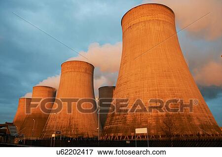 Stock Photo - Cooling towers at power plant, Derby, United Kingdom, Europe. Fotosearch