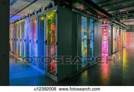Corridors in data center View Large Photo Image Stock Photo - Corridors in data center. Fotosearch