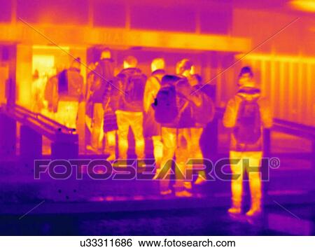 Stock Photograph - Crowds and queues during rush hour. Fotosearch