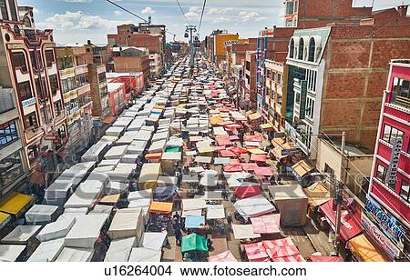 Elevated view of street market, El Alto, La Paz, Bolivia, South America View Large Photo Image Picture - Elevated view of street market, El Alto, La Paz, Bolivia, South America. Fotosearch