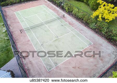 Stock Image - Empty tennis court. Fotosearch