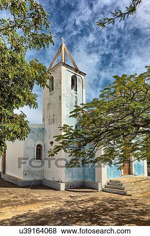 Stock Photo - Exterior of church, Sao Filipe, Fogo, Cape Verde, Africa. Fotosearch