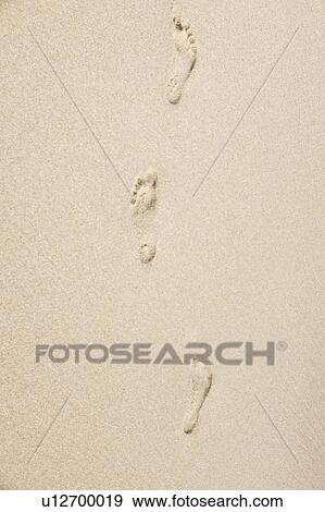 Stock Photo - Footprints on sand. Fotosearch