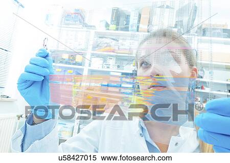 Genetics research. Technician analysing the sequence of a DNA (deoxyribonucleic acid) sample. View Large Photo Image Stock Photography - Genetics research. Technician analysing the sequence of a DNA (deoxyribonucleic acid) sample.. Fotosearch