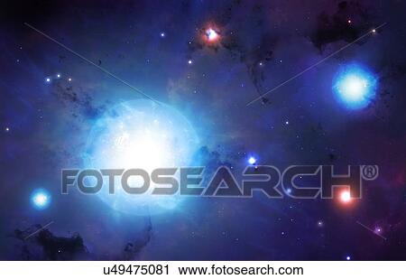 Stock Image - Illustration of the Universe's first generations of stars. Scientists estimate that the first stars began to shine when the Universe was just 180 million years old, a fraction of its 13. 8-billion-year age. Astronomers have detected these stars.... Fotosearch