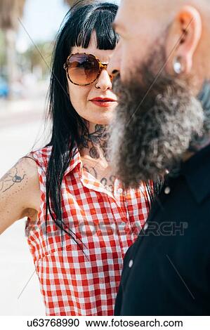 Mature hipster woman and boyfriend, portrait View Large Photo Image Stock Image - Mature hipster woman and boyfriend, portrait. Fotosearch
