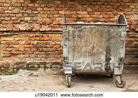 Metal rubbish bin. View Large Photo Image Stock Image - Metal rubbish bin.. Fotosearch
