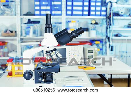 Microscope in laboratory. View Large Photo Image Stock Photograph - Microscope in laboratory.. Fotosearch