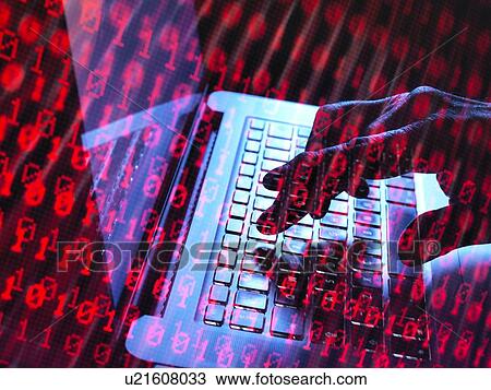 Stock Image - MODEL RELEASED. Cyber attack, conceptual image. Hacker accessing somebody else's computer programme.. Fotosearch