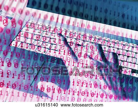 Stock Image - MODEL RELEASED. Cyber attack, conceptual image. Hacker accessing somebody else's computer programme.. Fotosearch
