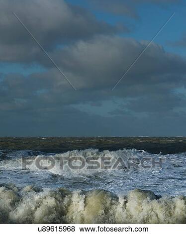 Stock Photo - North sea during severe storm. Fotosearch