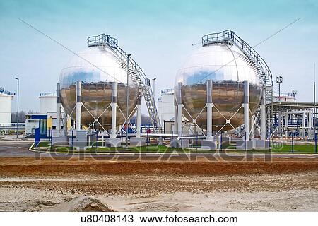 Oil storage tanks. View Large Photo Image Stock Image - Oil storage tanks.. Fotosearch