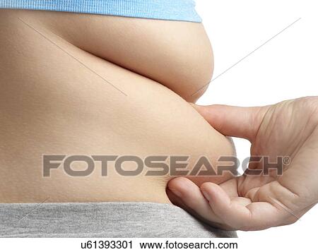 Overweight woman holding the fat around her waist, close up. View Large Photo Image Stock Image - Overweight woman holding the fat around her waist, close up.. Fotosearch
