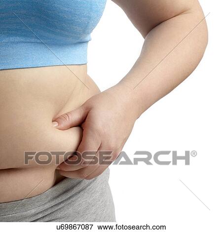 Overweight woman holding the fat around her waist. View Large Photo Image Stock Photo - Overweight woman holding the fat around her waist.. Fotosearch