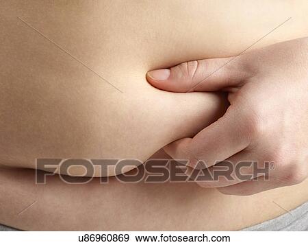 Overweight woman holding the fat around her waist. View Large Photo Image Stock Photo - Overweight woman holding the fat around her waist.. Fotosearch