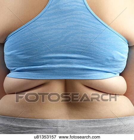 Overweight woman in blue cropped top, rear view. View Large Photo Image Stock Photo - Overweight woman in blue cropped top, rear view.. Fotosearch