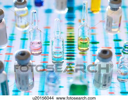 Picture - Pharmaceutical research developing genetic medicine, illustrating how medicine will be designed to cure individuals health by analysing DNA. Fotosearch