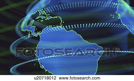 Stock Image - Planet earth with circles, illustration.. Fotosearch