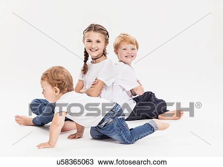 Portrait of brothers and sister View Large Photo Image Stock Image - Portrait of brothers and sister. Fotosearch