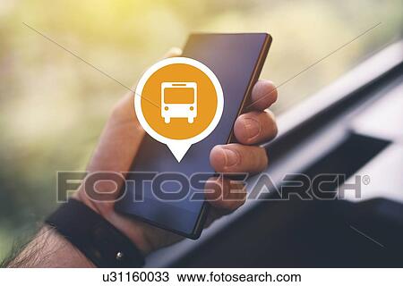 Stock Image - Public transport app, conceptual image.. Fotosearch