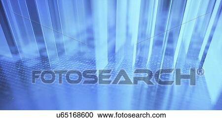 Stock Image - QR code (quick response code) with blue lights, illustration.. Fotosearch