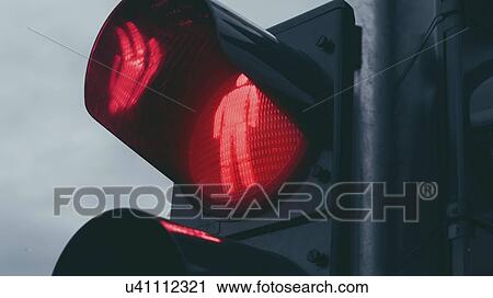 Stock Image - Red traffic light for pedestrians.. Fotosearch
