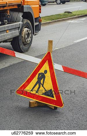 Roadworks sign. View Large Photo Image Stock Photo - Roadworks sign.. Fotosearch