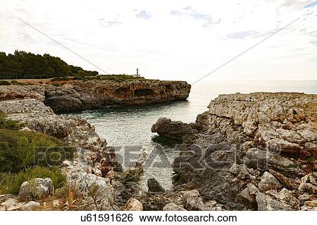 Stock Photograph - Rocky coast, Mallorca, Spain.. Fotosearch