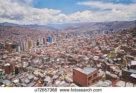 Stock Photo - Rooftop cityscape, El Alto, La Paz, Bolivia, South America. Fotosearch
