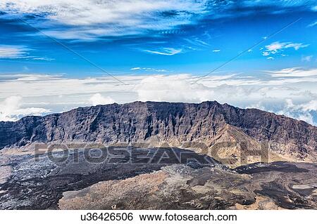 Stock Photograph - Scenic view of mountains, Fogo, Cape Verde, Africa. Fotosearch
