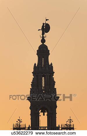 Stock Photo - Spain, Seville, Silhouette of Giralda tower. Fotosearch