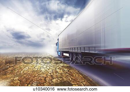 Speeding truck on desert road. View Large Photo Image Stock Photograph - Speeding truck on desert road.. Fotosearch