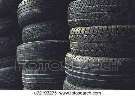 Stack of used car tyres. View Large Photo Image Stock Photography - Stack of used car tyres.. Fotosearch