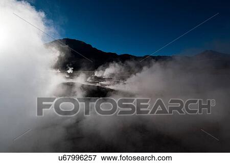 Steam rising from El Tatio geyser field, Atacama Desert, Chile View Large Photo Image Stock Photo - Steam rising from El Tatio geyser field, Atacama Desert, Chile. Fotosearch