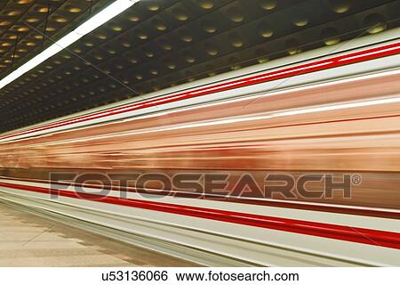 Subway train in motion. View Large Photo Image Stock Photograph - Subway train in motion.. Fotosearch