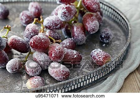 Sugar frosted black grapes on tray View Large Photo Image Stock Image - Sugar frosted black grapes on tray. Fotosearch